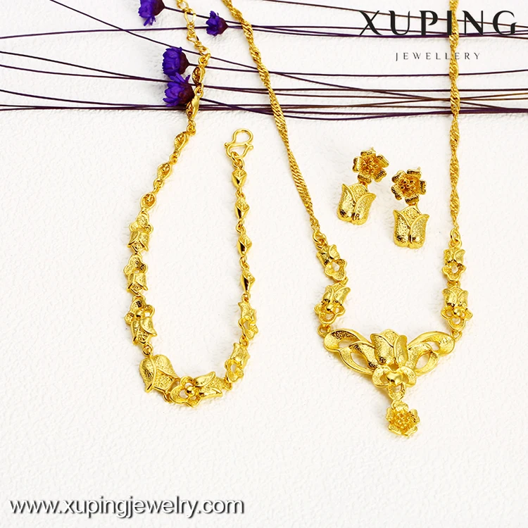 xuping jewelry cheap gold plated rose design wedding jewelry set