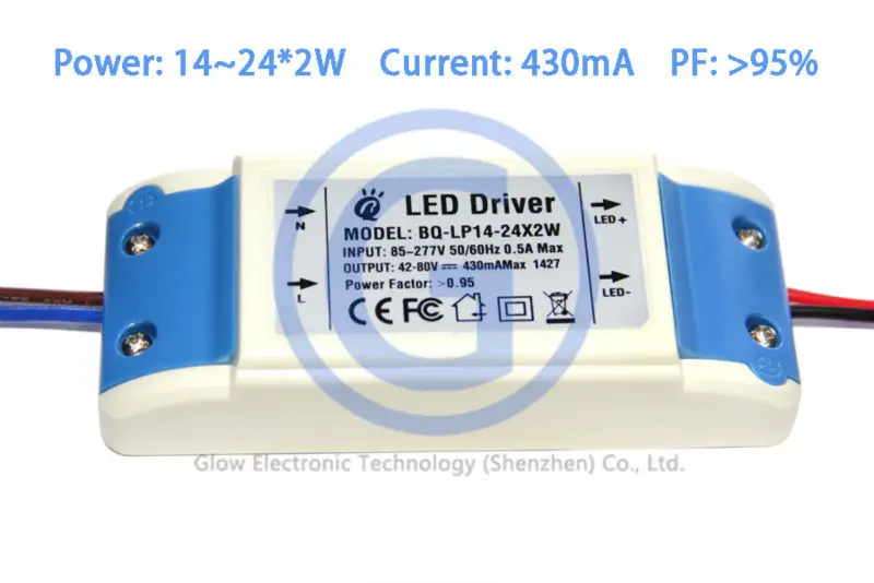 ce ems external dc 40w led driver 430ma 20x2w 48w 36w