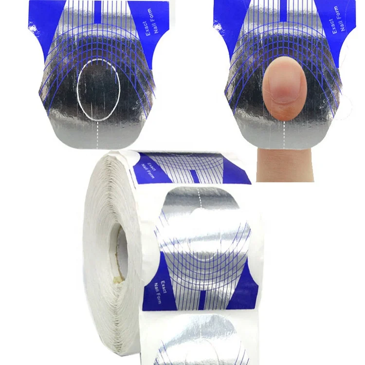 Индивидуальный дизайн, 500 шт./рулон, синие и серебряные подковы, точные многоразовые акриловые наклейки, моделирующий Гель-лак, форма для наращивания ногтей