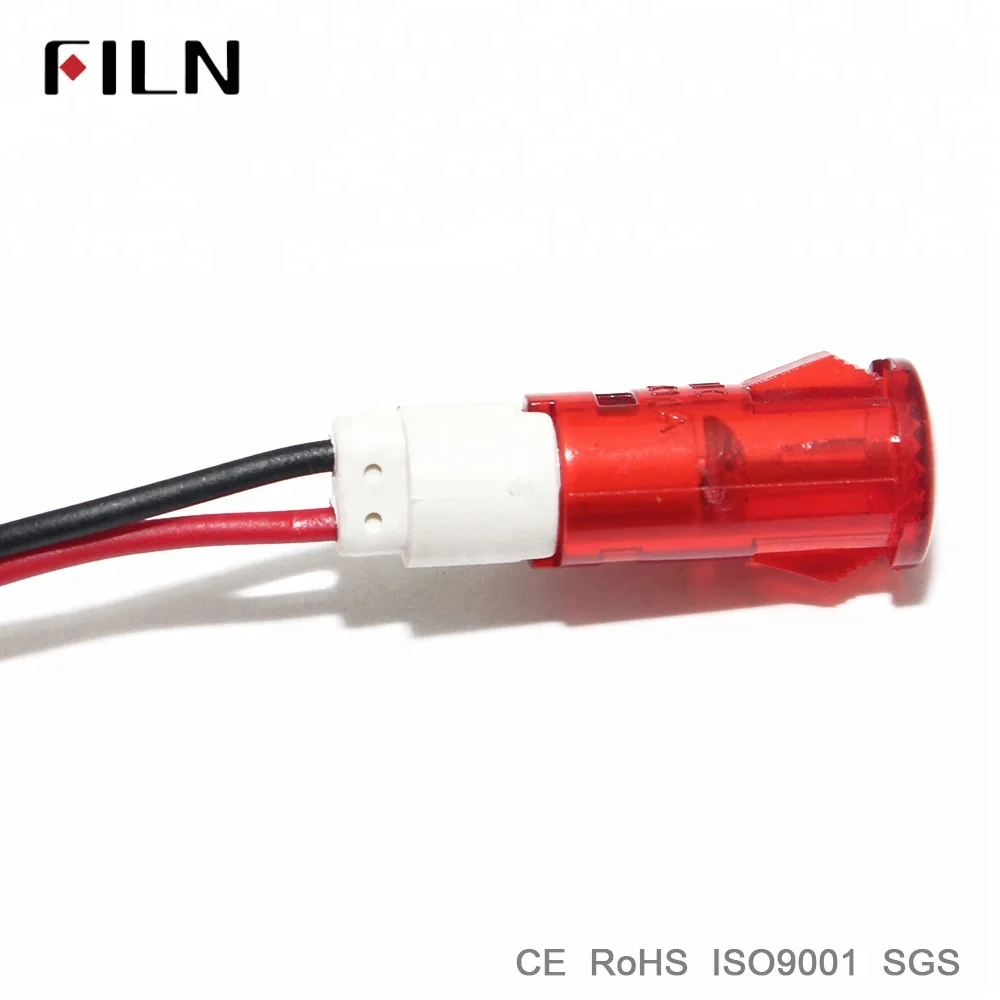 VDE 10mm panel red green led signal light Plastic indicator lamp 12v 24v with wire for water heater kitchen equipment