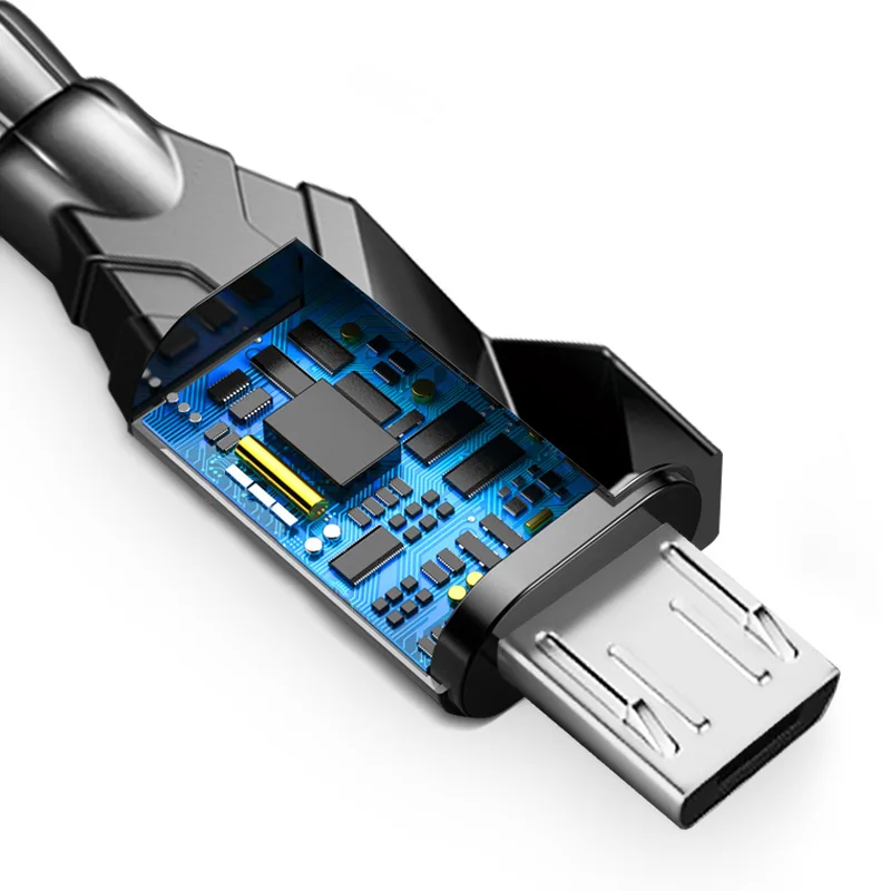 
New products bionic design android universal V8 auto disconnect charging cable black fast charging micro usb cable 