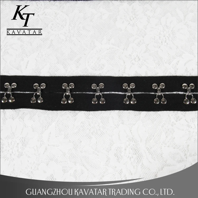 Hot selling Copper hook and eyelet herringbone tape, Hook and eyelet Copper tape trimming Eyelet belt