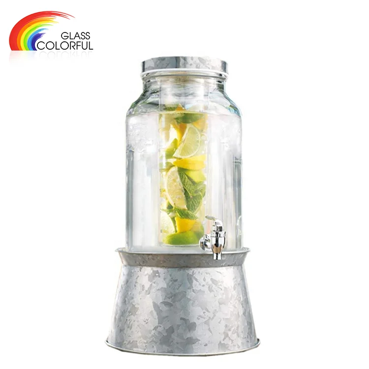 Juice glass dispenser clear glass dispenser beverage juice dispenser