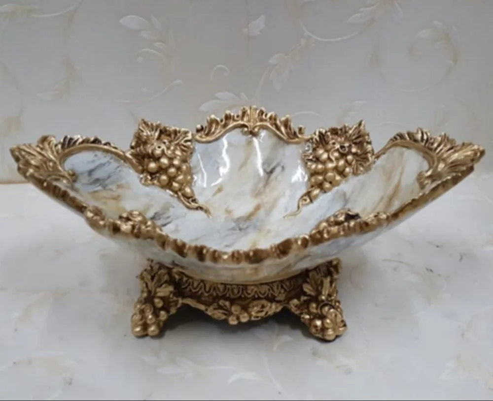 Factory Custom-made Handmade Carved Fashion Resin Europe Decorative Fruit Bowl