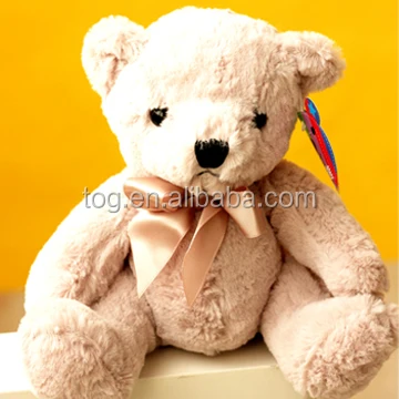 
TOG Cute soft toys sitting stuffed light brown teddy bear with ribbon decoration 