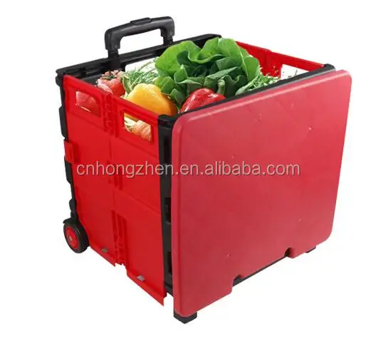 
Plastic Folding Grocery Cart for Sale Lightweight Supermarket Grocery Shopping Cart 