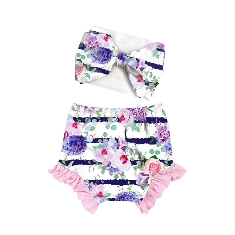 
Green red floral Leopard Print newborn infant bow and bloomer set ruffled baby bloomer 