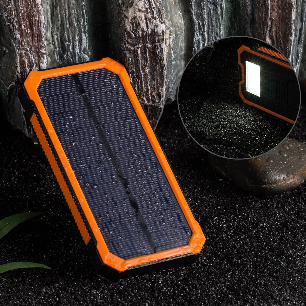 Solar Cell Phone Charger, Tomsenn 15000mAh Solar Power Bank Portable Dual USB Outdoor External Battery Pack for iPhone,