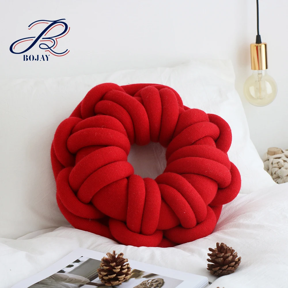Simple Design Round Solid Chunky Throw Pillow Knot Cushion Floor Sleeping Couch  Decorative Pillow