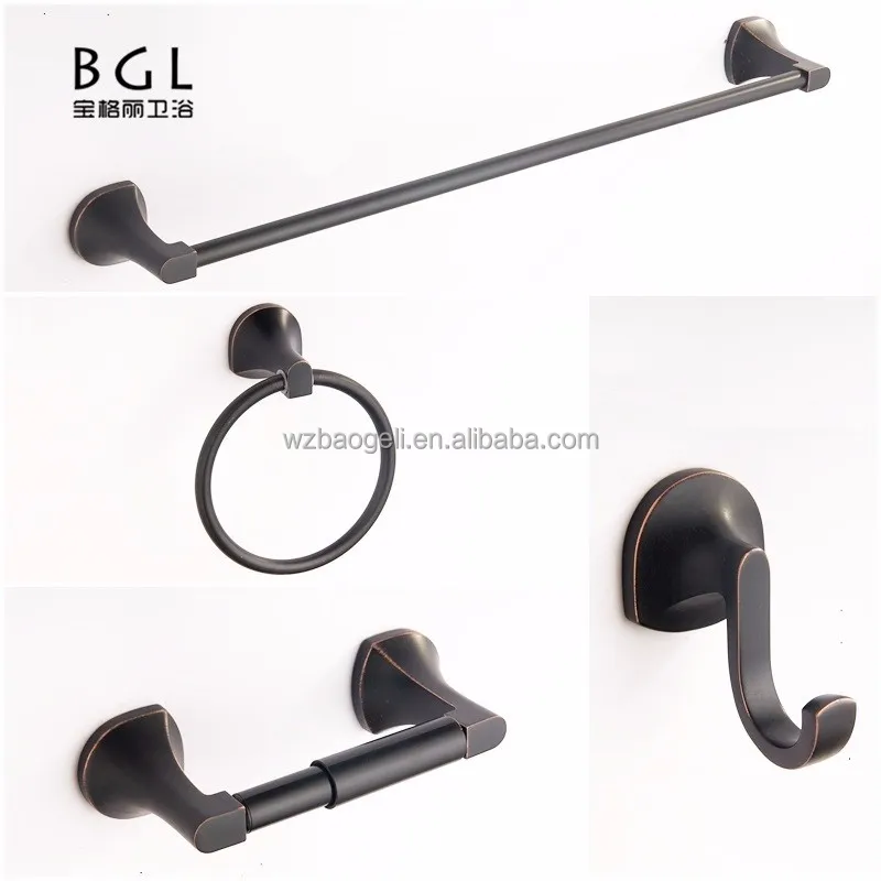 18135 Hot Chinese Products Wholesale Bathroom Accessory Set Modern American Design Bathroom Fitting Towel Rack Black
