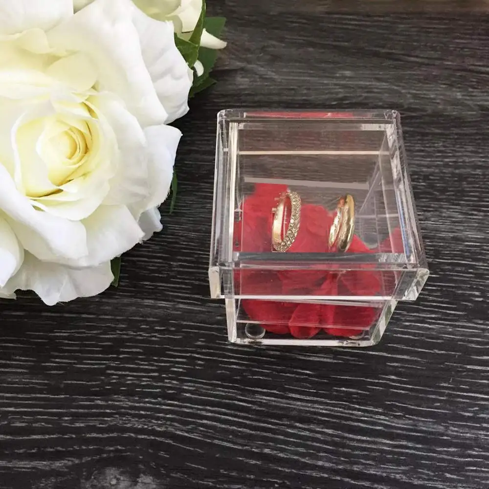 Wedding Gifts Without Flowers Clear Acrylic Clear Ring Holder Crystal Jewelry acrylic Ring Box