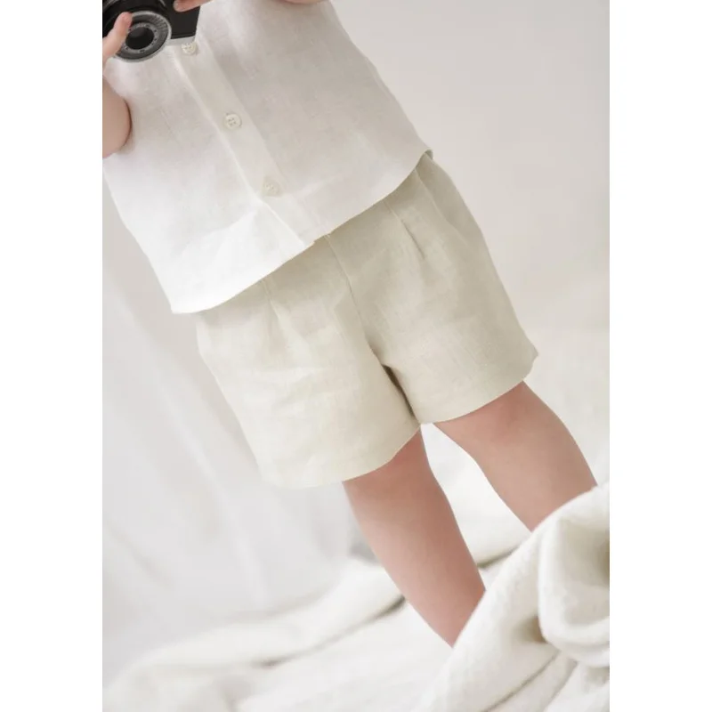
New arrives navy loose linen baby boy knee-length shorts pants bloomers baby birthday gift 