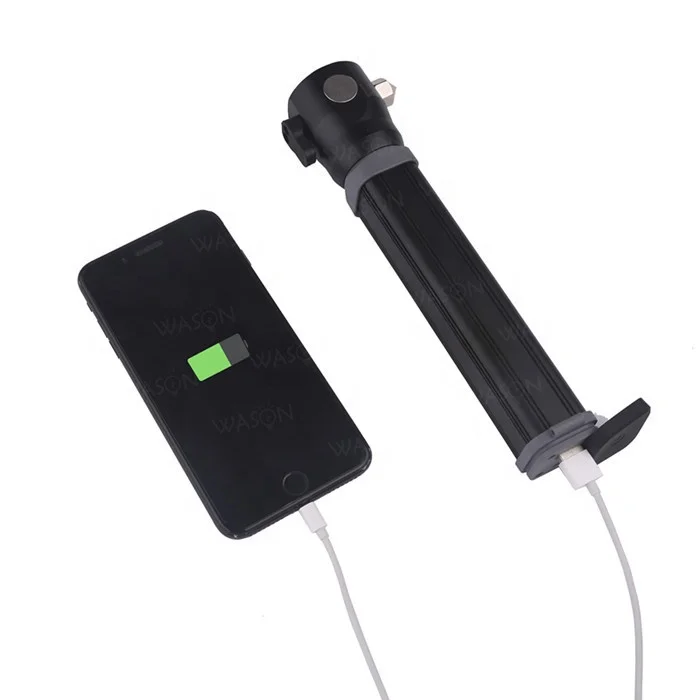 Wason High Quality Professional Solar Rechargeable Emergency Rescue Flashlight With Window Breaker Hammer And Cutting Knife