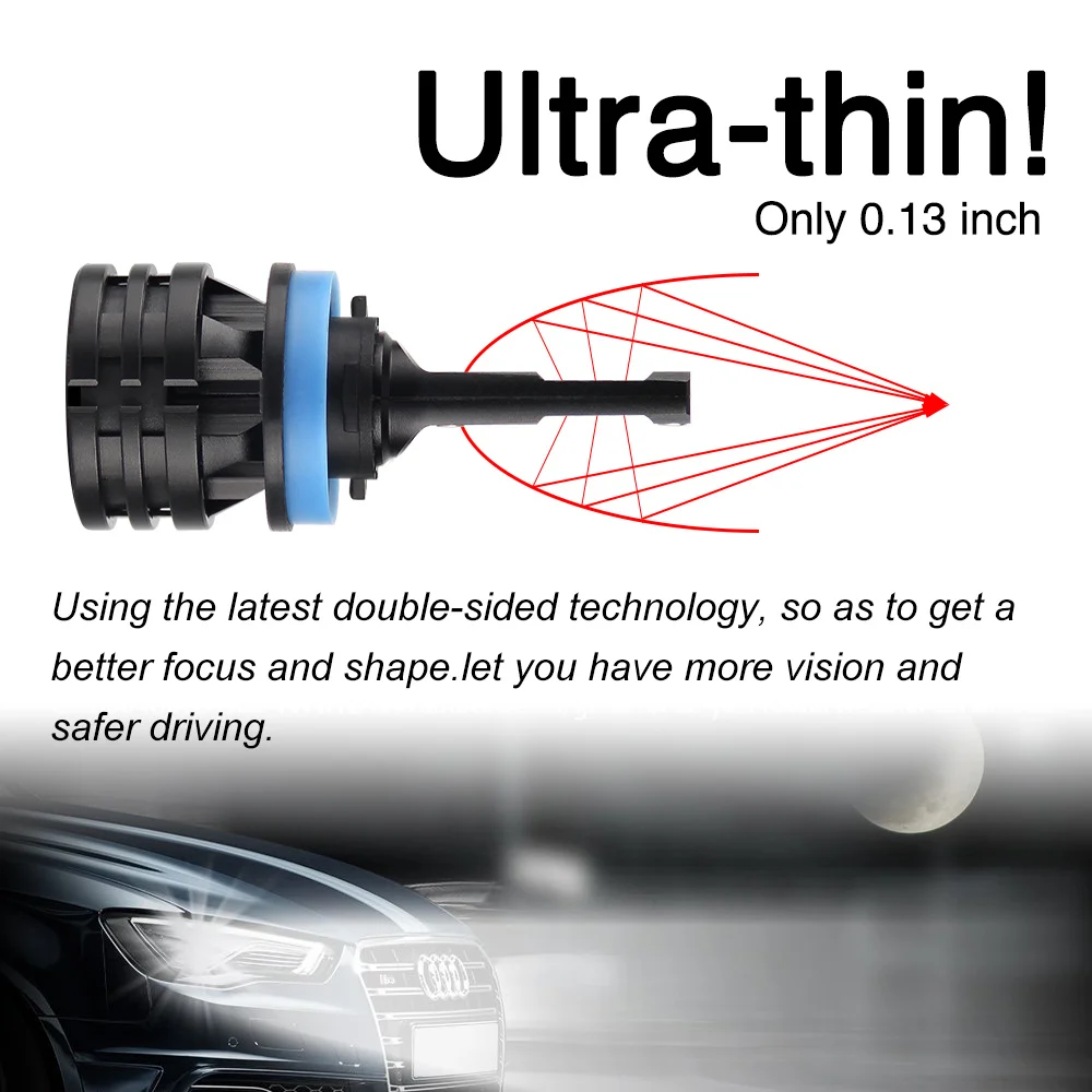 High Power 80W Car Light Bulbs 16000 Lumen Strong Mini Small Body H13 LED Fan cooling M2 H11 H7 H4 Car LED Headlight