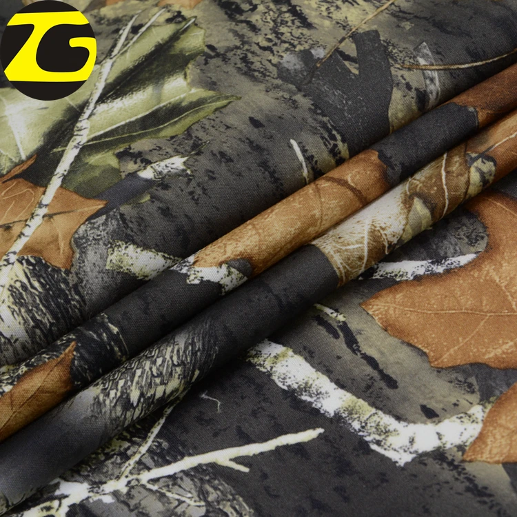 Microfiber peach skin brushed polyester camouflage real tree print fabric for tent