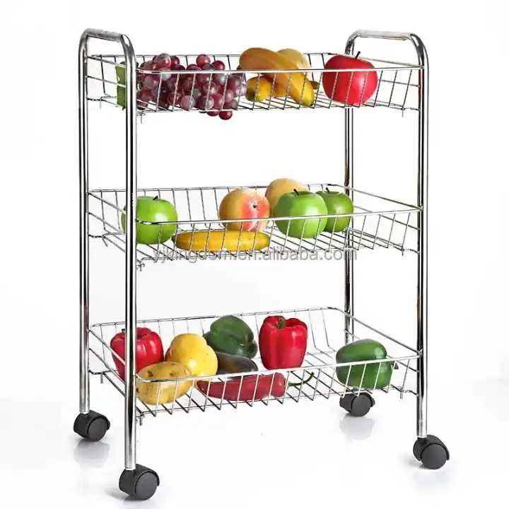 oem 550-6 home 3 tier multipurpose metal vegetable and fruit shelf