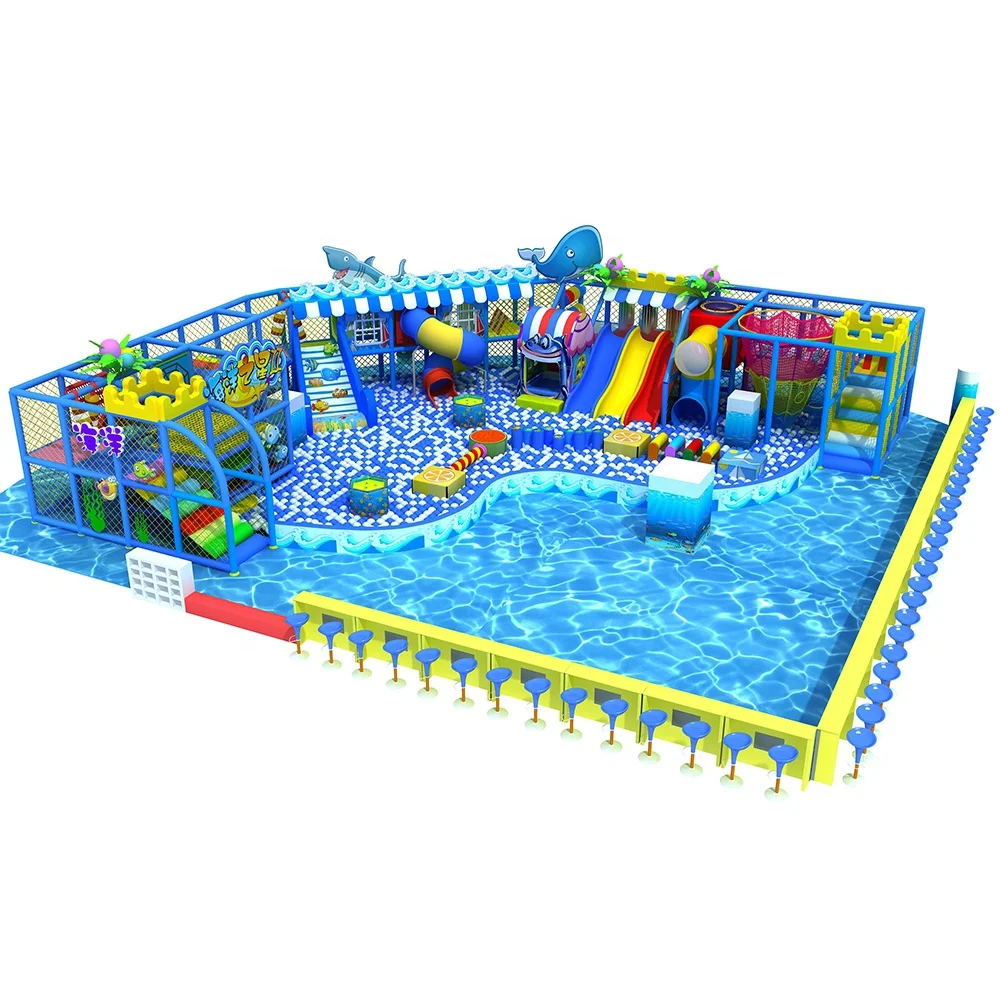 Large kids toy indoor pool slide playground plastic slide children indoor soft play centre for commercial