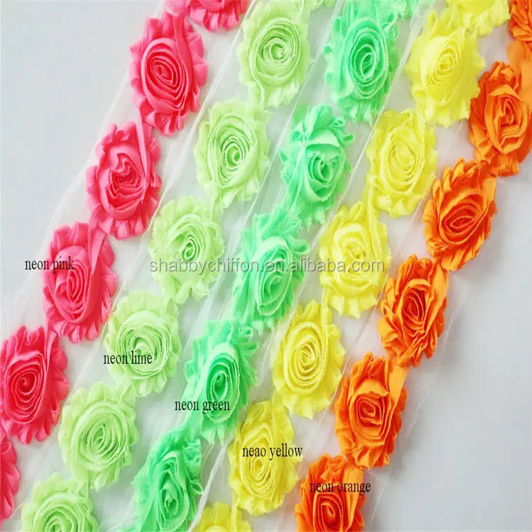 
83colors wholesale shabby flower rosette chiffon shabby flowers trim wholesale for headbands--chiffon flower(83colors selection) 