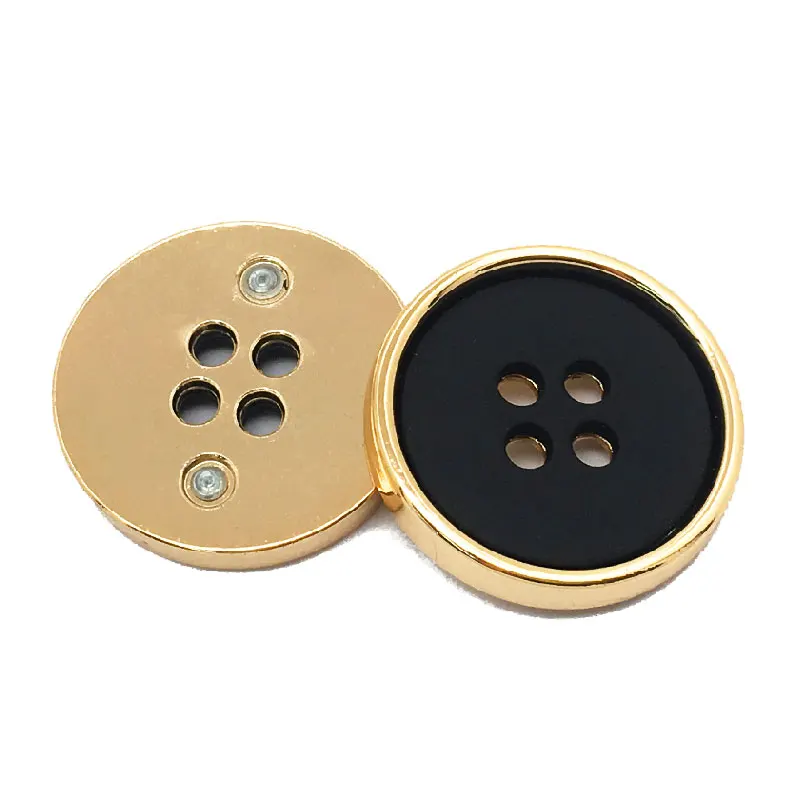 Luxury Zamac Combined Flat Blouse 2-Hole Custom Made Pearl Printed Metal Children Mini Button Black