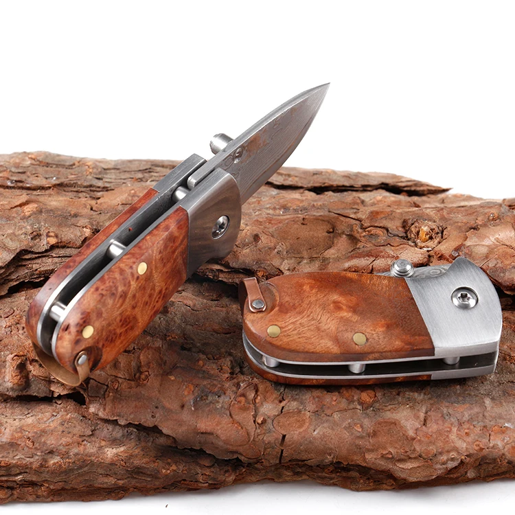 
Mini Damascus steel folding pocket knife key chian gift knife 
