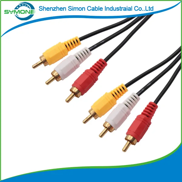 
Gold Plated 3 Rca Male to 3 Rca Male Audio Video Extension Cable 3RCA Audio Cable1.5m 