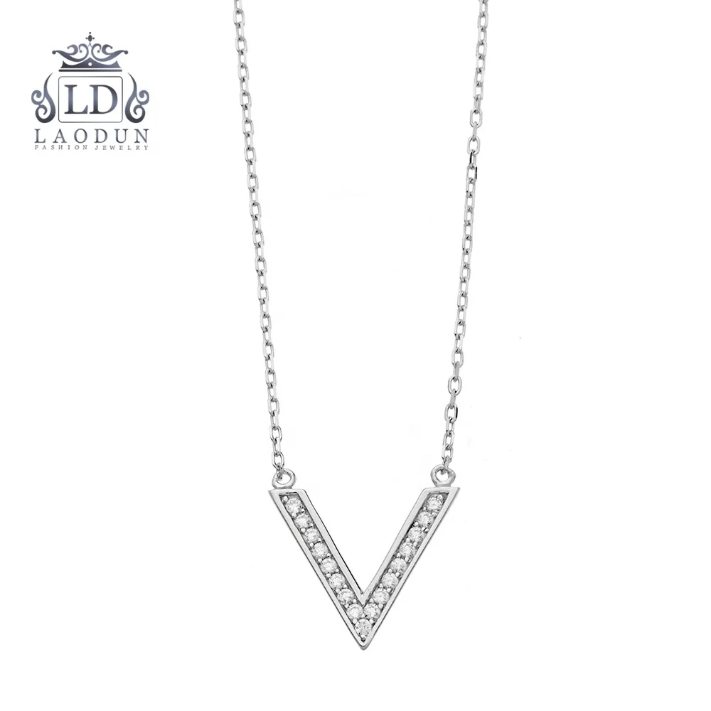 Letter V Initial Necklace for Women 925 silver alphabet hot sell fashion Pendant zircon Necklace