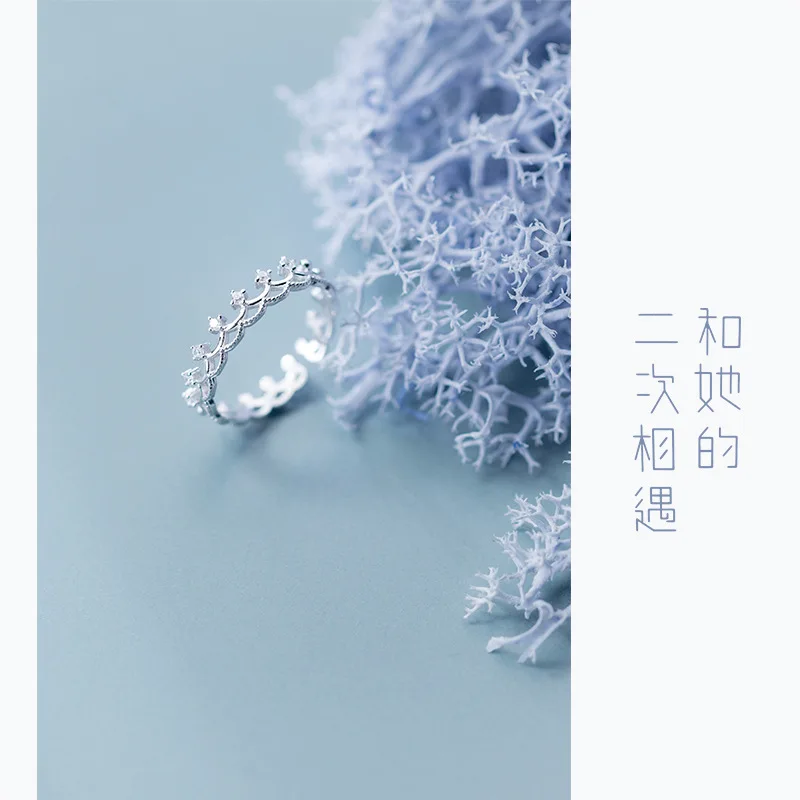 Solid 925 Sterling Silver Women Rings Crown Shape CZ for Lady Trendy Stylish S92 Silver Jewelry