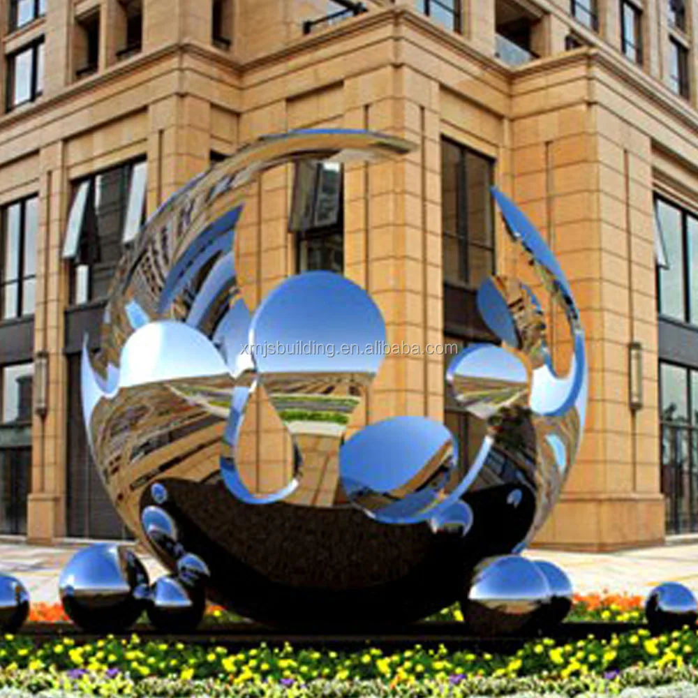 
Modern outdoor abstract large stainless steel ball sculpture metal sphere with hole 