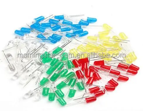 Factory direct 5mm milk LED diode Light Assorted Kit DIY LEDs Set White Yellow Red Green Blue electronic diy kit