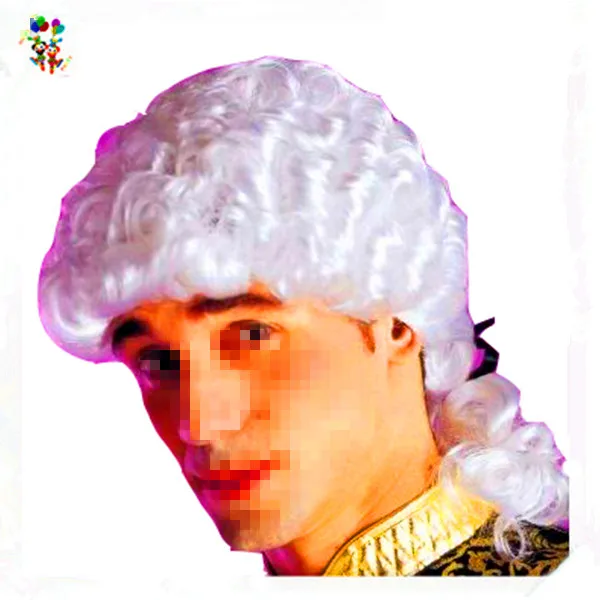Venetian Masquerade Party Costume White Color Marquis Mens Carnival Synthetic Wigs HPC-1317