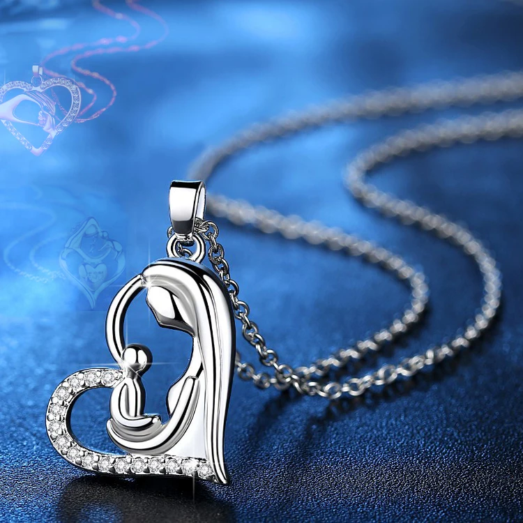 Ювелирные изделия для женщин, кристалл, серебро, под заказ, подвеска в форме сердца матери и дочери с золотым жемчугом, подарок на день матери, ожерелье для мамы