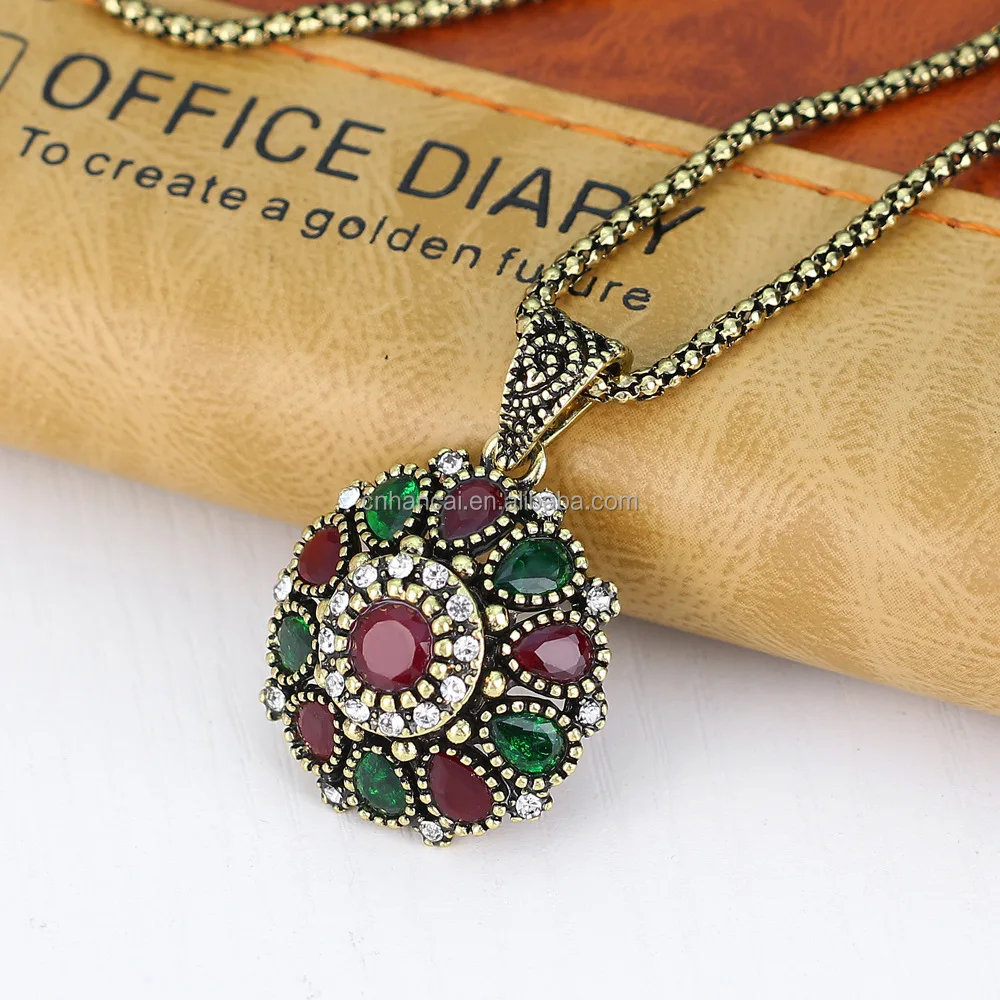 Vintage Rhinestone Bridal Necklace Sets Earrings For Women Jewelry Set Bohemian Rings Wedding Turkish Nigerian Red Jewelry