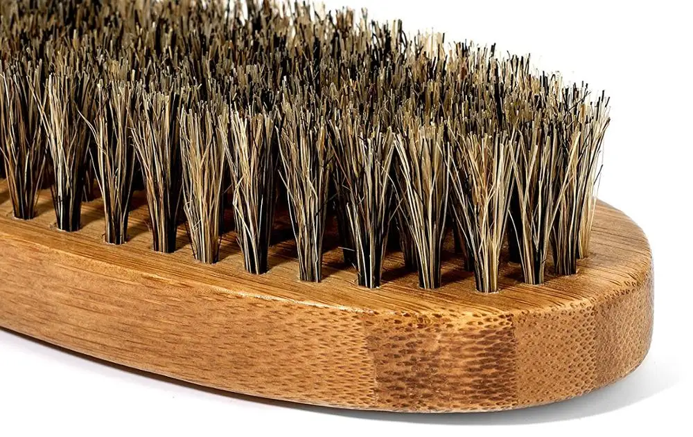 Boar Bristles Beard Brush With Bamboo And Wood Mustache Brush Customize Label Logo