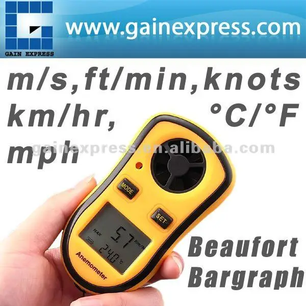 GM8908 Карманные - размер цифровой анемометр температура с учетом воздуха скорость ветра температура термометр Bargraph