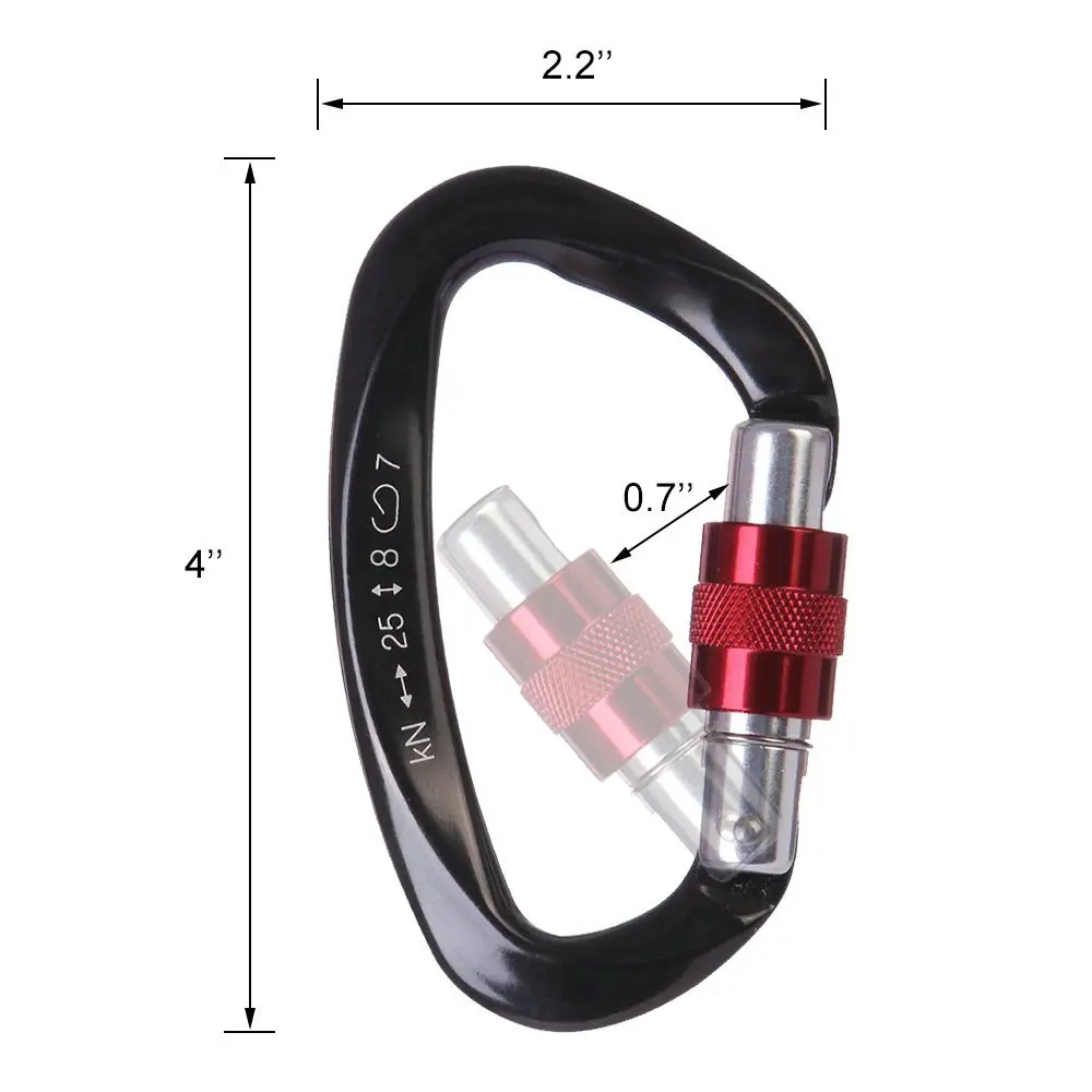 Camping equipment Rock Climbing Carabiner D-shaped Hot-forged Magnalium Locking Climbing Hook Outdoor Sport Tools CE Certified