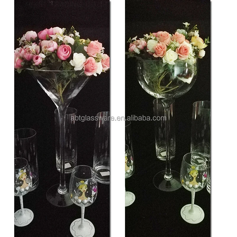 Hot sale wedding large clear martini glass vase for centerpieces wholesale