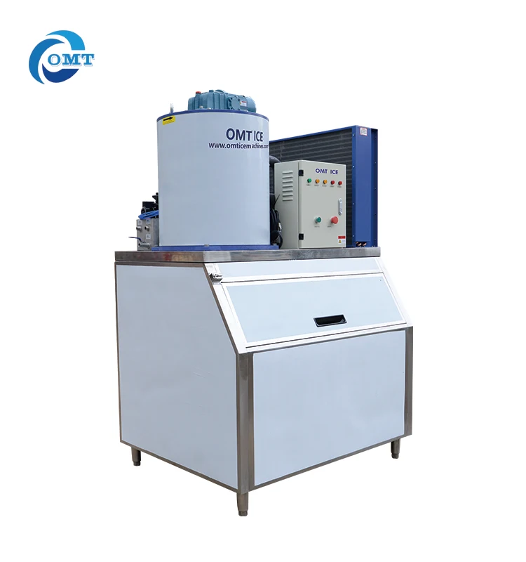 Dry Flake Ice 1tons/24h Salt Water Flake Ice Machine For Seafood Market