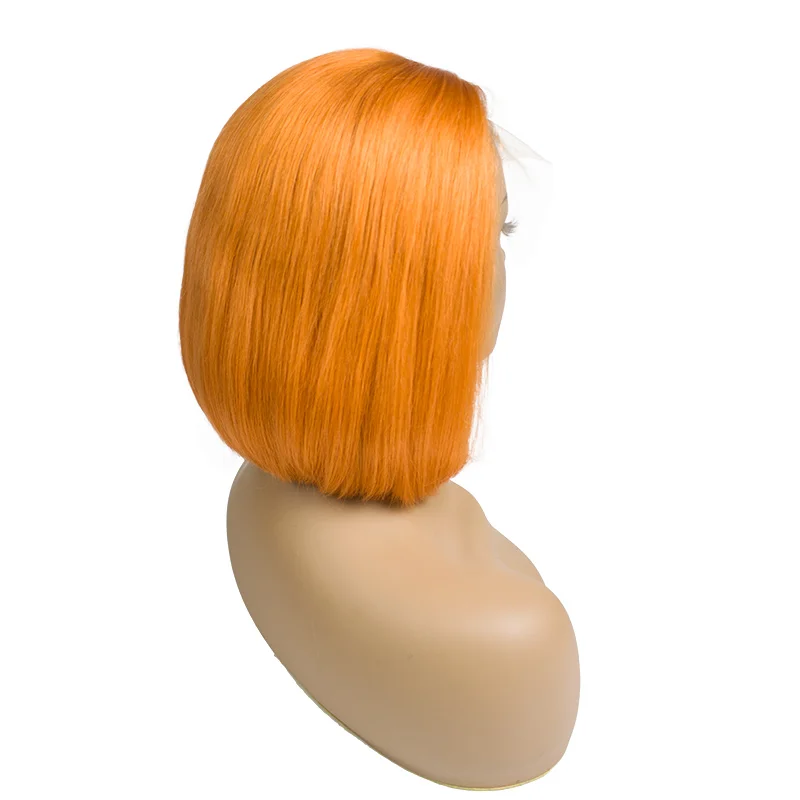 
Top selling 2019 Morein remy hair 100 human hair Lace Front bob orange wig 