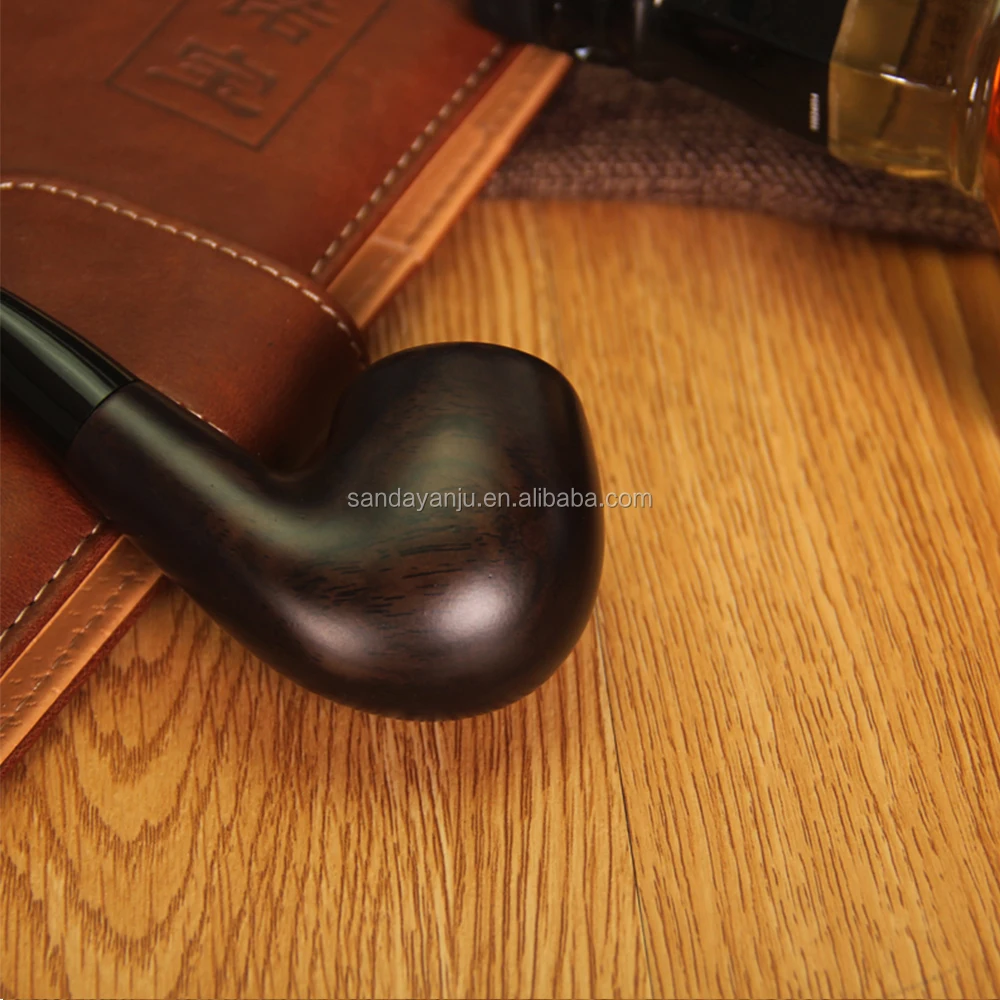 SANDA Ebony big-leaf pipe classic style tobacco pipe Gift Cleaning Tools SD-109B