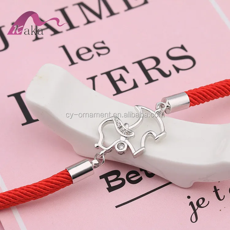 
New arrival dog shaped tungsten bracelet with red rope for men and women 