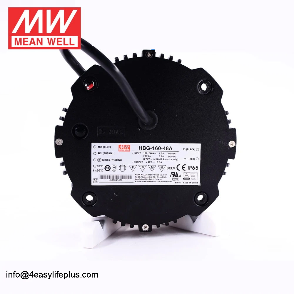 160W 36V Meanwell IP65 водонепроницаемый светодиодный драйвер HBG-160-36A круглой формы
