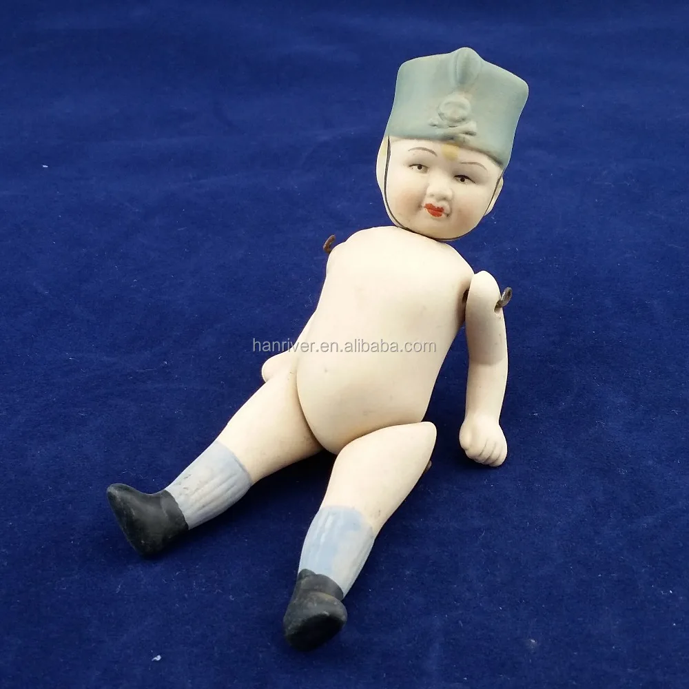 Hot selling ceramic porcelain toy baby figurine with flexible arms and legs