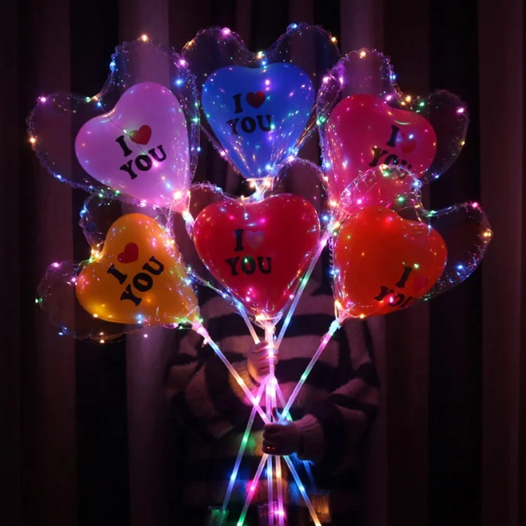 Индивидуальные шары в форме сердца I Love You, светодиодный шар Bobo