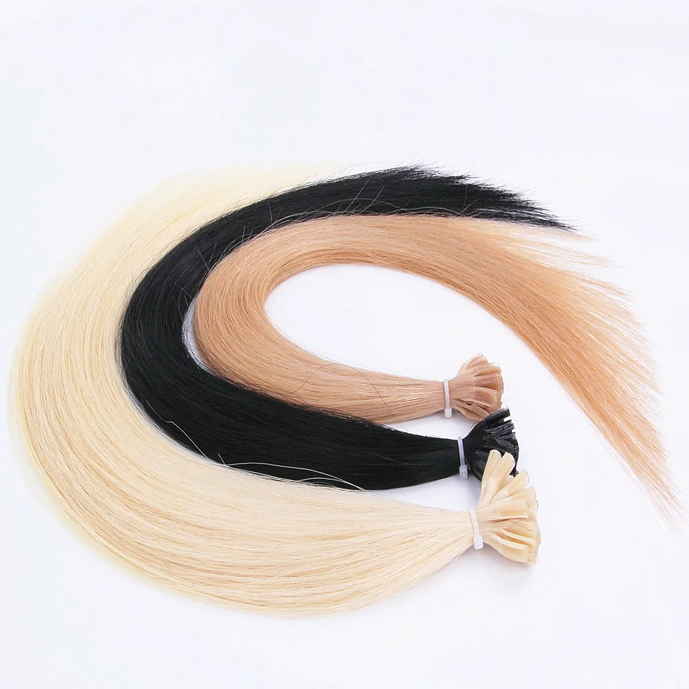 Factory Supply Wholesale Top Quality Prebonded Human Remy Hair I V U Flat Tip Russian Keratin Hair Extensions