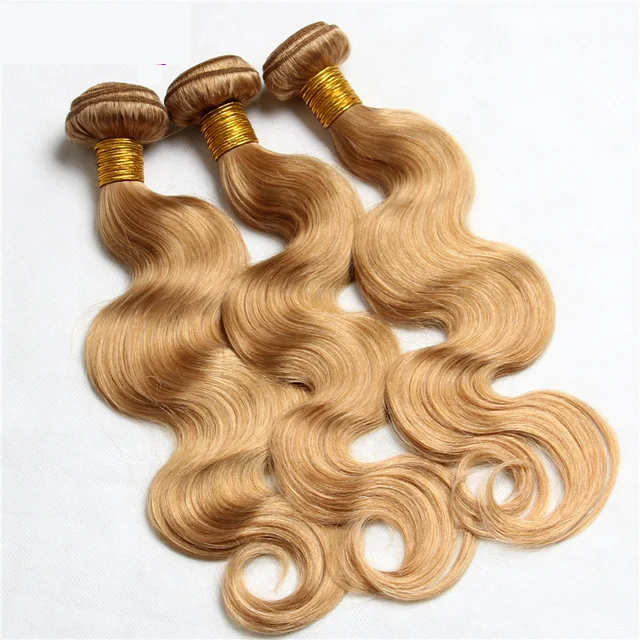Ruija glamorous Brazilian Hair Extensions Remy Human Hair dark blonde color 27 body wave Weave Bundles