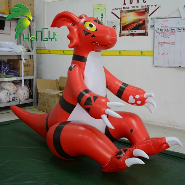Sitting Red Dragon Inflatable Guilmon Cartoon Toy From Hongyi
