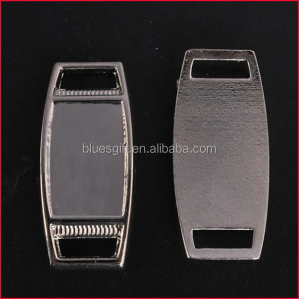 Blue factory price 12mm by16mm blank rectangle shape Shoelace charm for shoe decoration