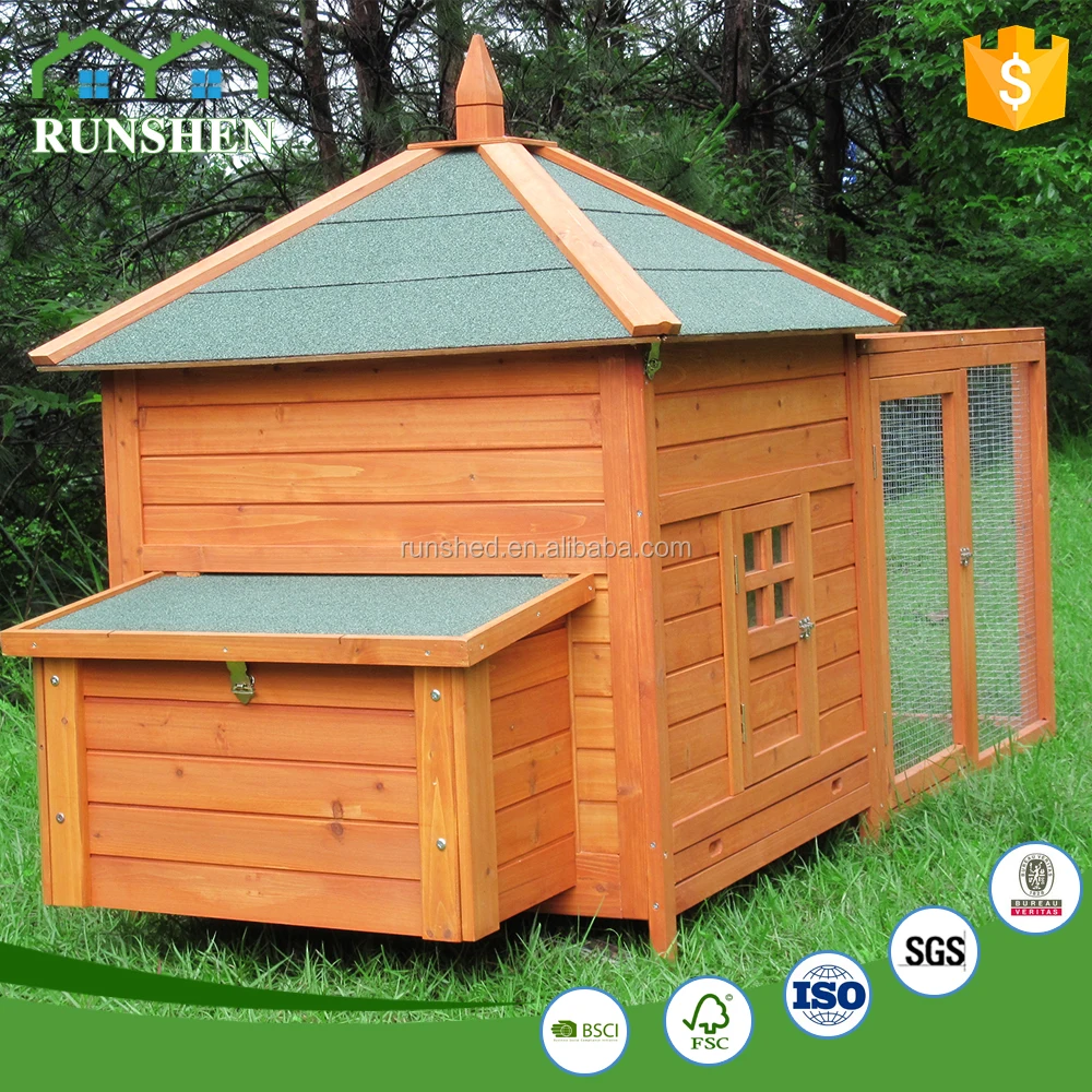 Huge Space Popular Style Wooden Chicken House For Hens chicken coop with Iron net for sale