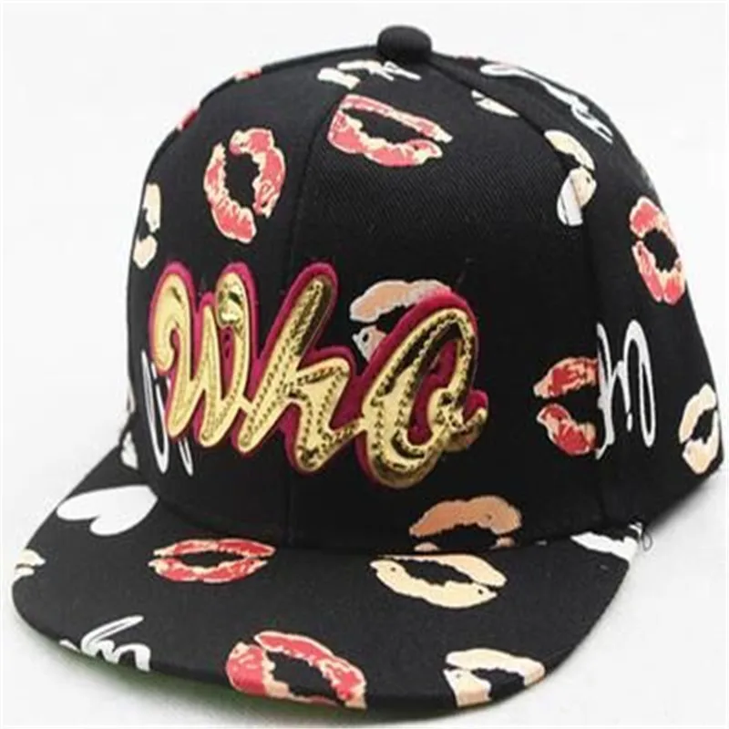 2016 new children s snapback baseball cap lip printing Direct caps visor cap hip hop hat