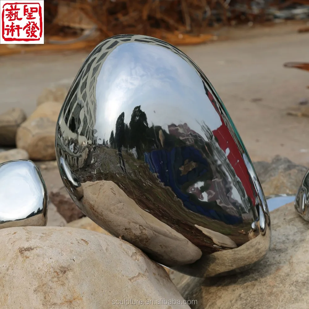 fiberglass egg balls, shiny decorative stainless steel egg sculpture